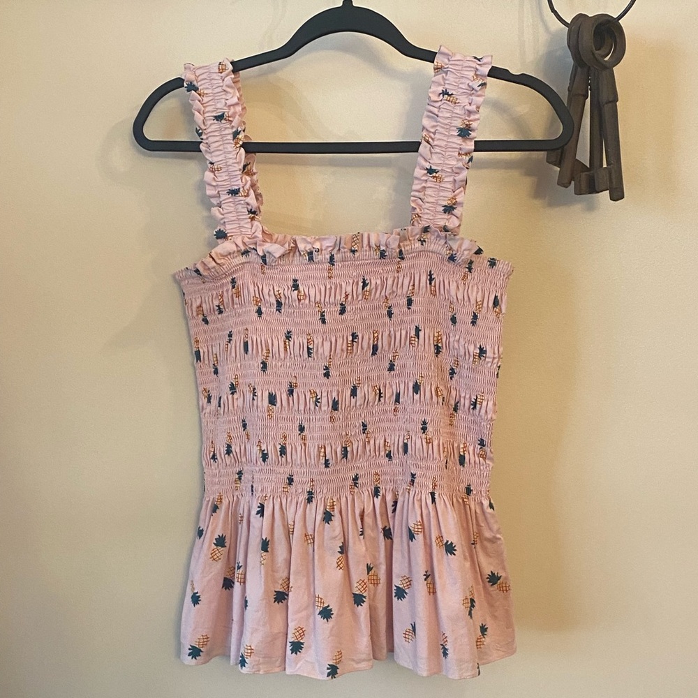 Kate Spade Pineapple Peplum Sleeveless Top